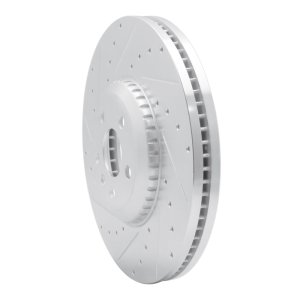 Jaguar E-Pace Brake Rotor (1) - Front Left - R1 Concepts - Drilled & Slotted - Silver - `20-`25